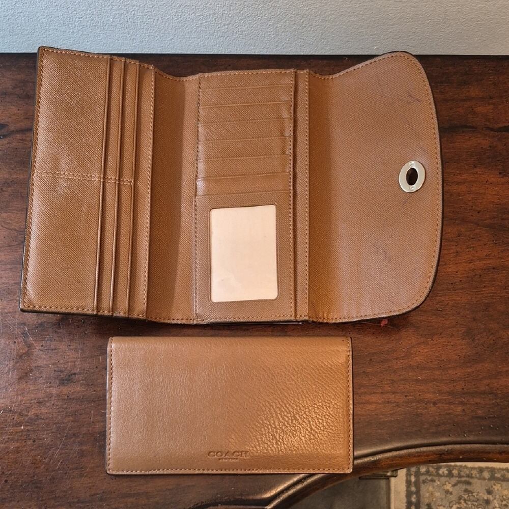 Coach City Bag Tan Leather Shoulder Crossbody Bag and Wallet Set Checkbook 9790 - Picture 5 of 16